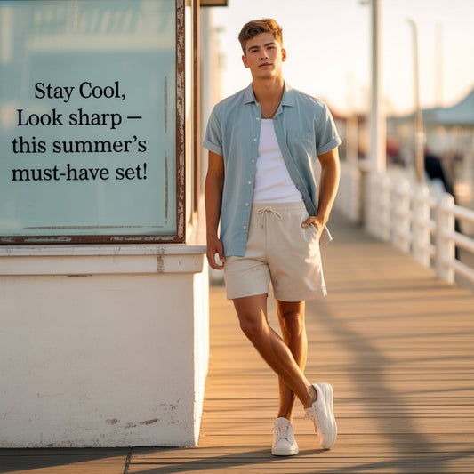 Men’s Summer Short Sleeve Set – Effortless Style, All-Day Comfort.
