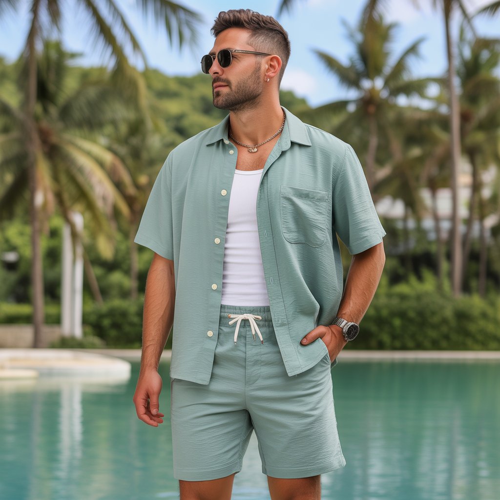 Men’s Summer Short Sleeve Set – Effortless Style, All-Day Comfort.